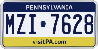 PA license plate MZI7628