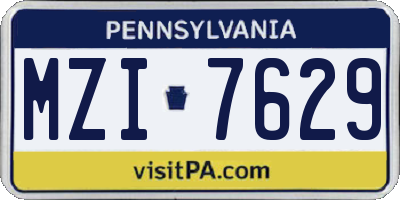 PA license plate MZI7629