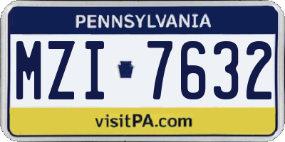 PA license plate MZI7632
