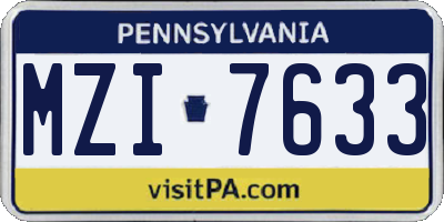 PA license plate MZI7633