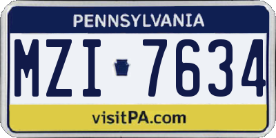 PA license plate MZI7634