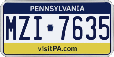PA license plate MZI7635