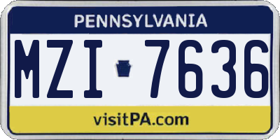 PA license plate MZI7636