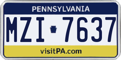 PA license plate MZI7637