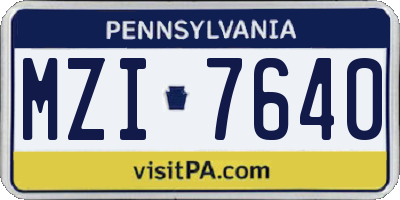 PA license plate MZI7640