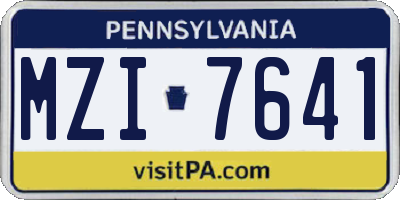 PA license plate MZI7641