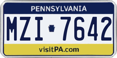 PA license plate MZI7642