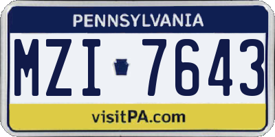 PA license plate MZI7643