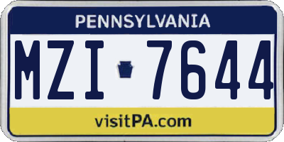 PA license plate MZI7644