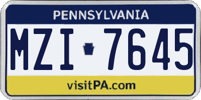 PA license plate MZI7645