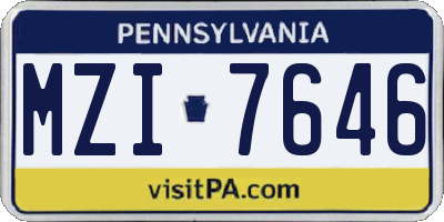 PA license plate MZI7646
