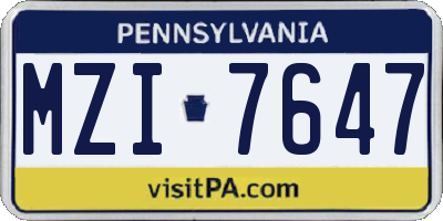 PA license plate MZI7647