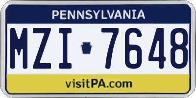PA license plate MZI7648