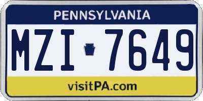 PA license plate MZI7649