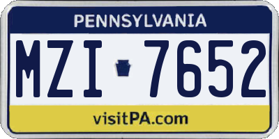 PA license plate MZI7652