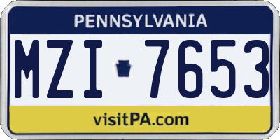 PA license plate MZI7653