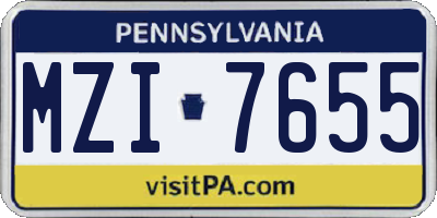 PA license plate MZI7655