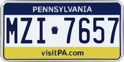 PA license plate MZI7657