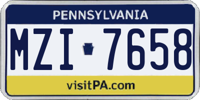 PA license plate MZI7658