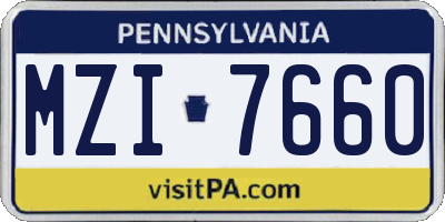 PA license plate MZI7660