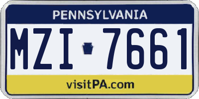 PA license plate MZI7661