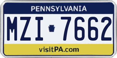 PA license plate MZI7662