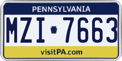 PA license plate MZI7663