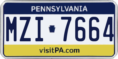 PA license plate MZI7664