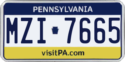 PA license plate MZI7665