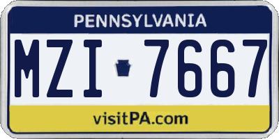 PA license plate MZI7667