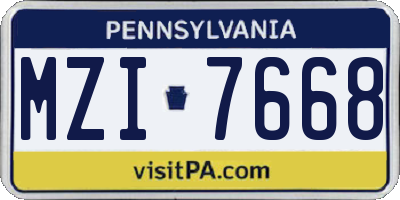 PA license plate MZI7668