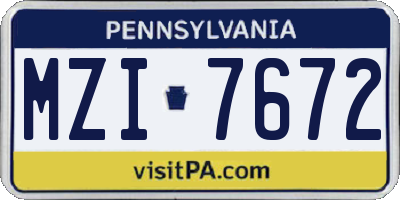 PA license plate MZI7672