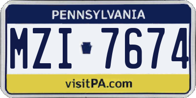 PA license plate MZI7674