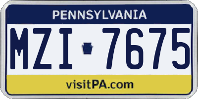 PA license plate MZI7675