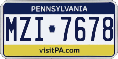 PA license plate MZI7678