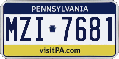PA license plate MZI7681