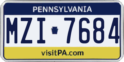PA license plate MZI7684