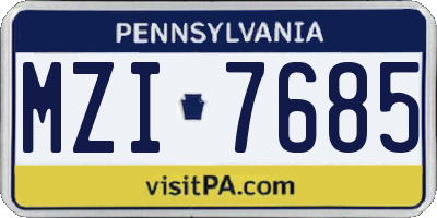 PA license plate MZI7685