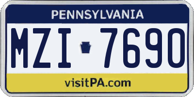 PA license plate MZI7690