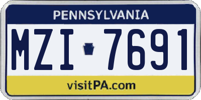 PA license plate MZI7691