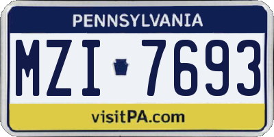 PA license plate MZI7693