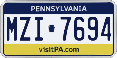 PA license plate MZI7694