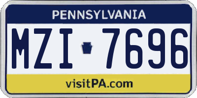 PA license plate MZI7696