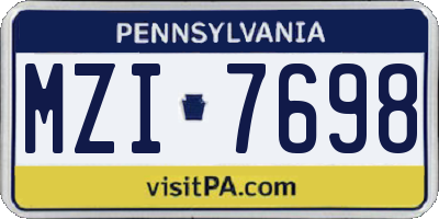 PA license plate MZI7698