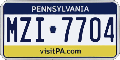 PA license plate MZI7704