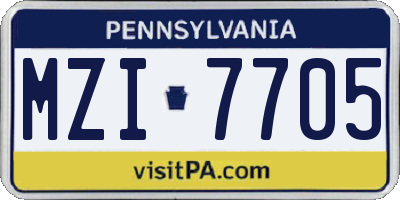 PA license plate MZI7705