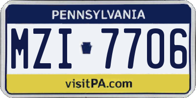 PA license plate MZI7706