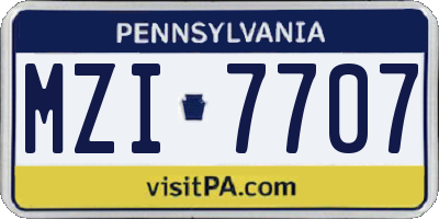 PA license plate MZI7707