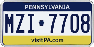 PA license plate MZI7708