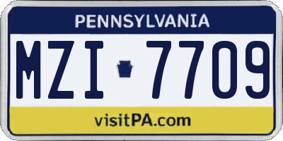 PA license plate MZI7709